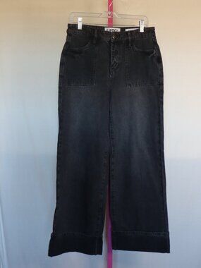 PTCL NWT Straight Legged, Cuffed Hem, trendy pocket Demin Pants - Black- Size 28
